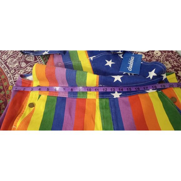 Chubbies Pride Flag Bib Shortalls Overalls NWT Colorful Festival Wear SZ M - Picture 9 of 10